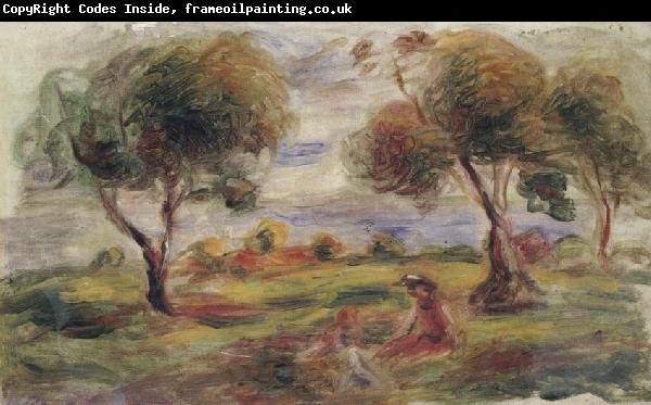 Pierre Renoir Landscape with Figures at Cagnes